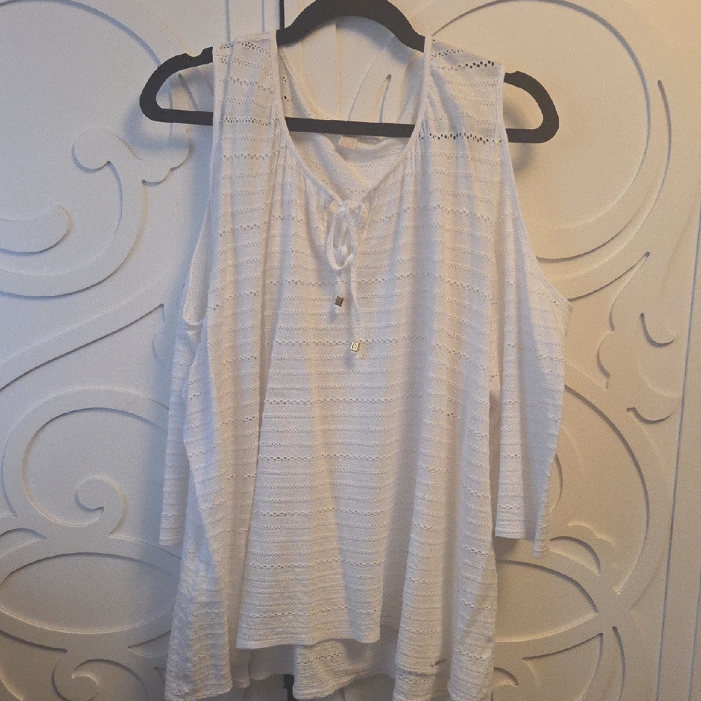 Michael Kors White Cold-Shoulder Tie-Front Knit Tunic Top - 3X - Picture 4 of 11